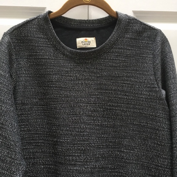 Marine Layer Chill Textured Sweatshirt in Anthracite Black White size Small - Picture 3 of 12